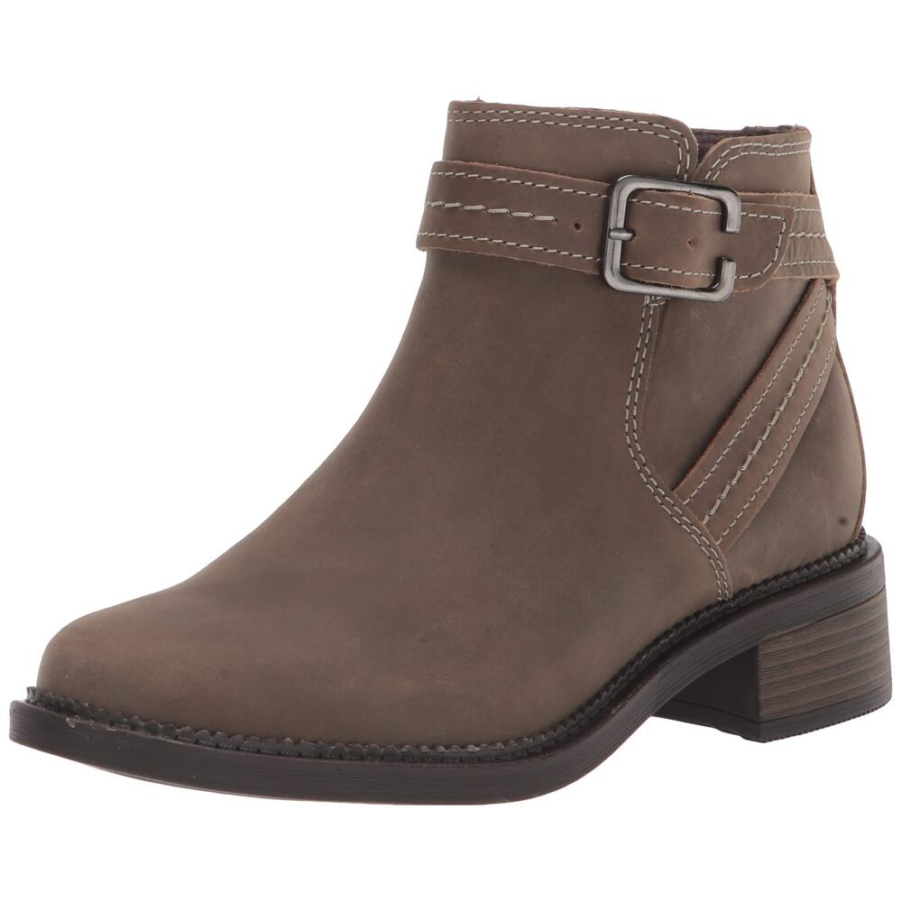 NWT Clarks womens Maye Strap Ankle Boot, Dark Taupe Leather, 6.5 US